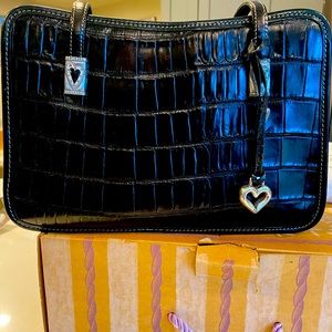 Beautiful black double handled never used Brighton purse includes box and duster